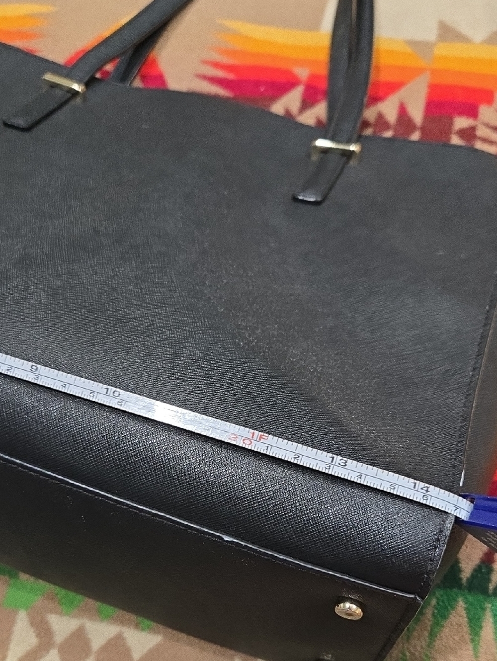 Kate Spade Black Leather Tote 10.5" X 14" - Picture 3 of 13